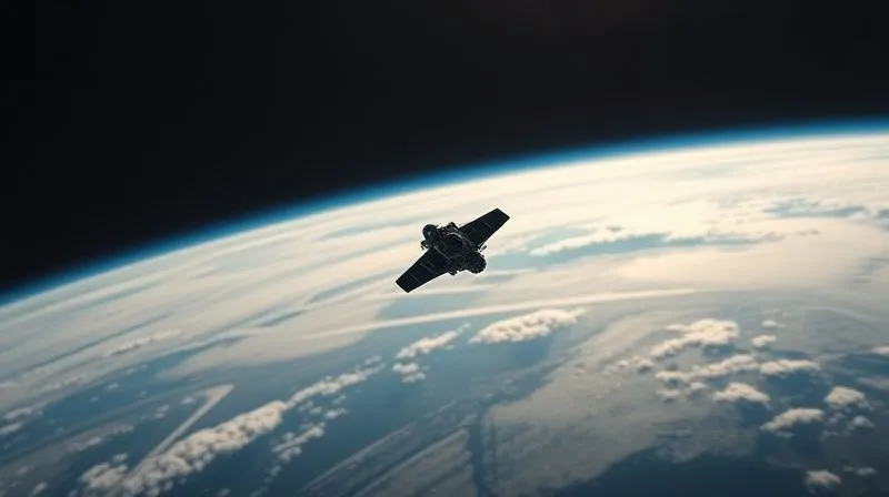 A photorealistic image of Earth's atmosphere, thin and fragile, seen from space, with a small, sleek private spacecraft ascending. The image emphasizes the vastness and harshness of the space environment, cinematic lighting, 8K, sharp focus on the spacecraft, depth of field blurring the distant Earth.