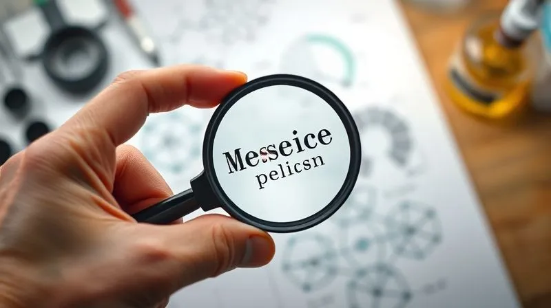 A photorealistic close-up of a hand holding a magnifying glass over a detailed medical research paper, with complex diagrams and scientific text. The background is a softly blurred laboratory setting. Cinematic lighting, sharp focus on the magnified text, depth of field, 8K hyper-detailed, professional photography, shot on a high-end DSLR.