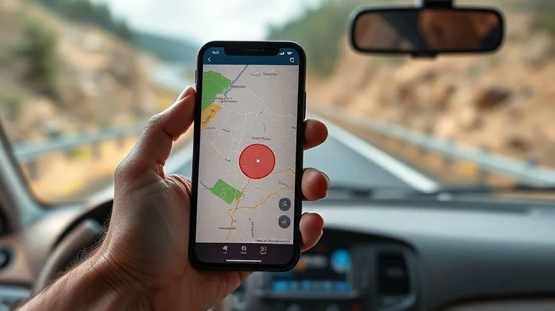 photorealistic, professional photography, 8K, cinematic lighting, sharp focus, depth of field, shot on a high-end DSLR, a hand holding a smartphone displaying a cellular network coverage map with green, yellow, and red zones, overlayed on a blurred background of a campervan dashboard and a winding road ahead, emphasizing planning and preparation. photorealistic, professional photography, 8K, cinematic lighting, sharp focus, depth of field, shot on a high-end DSLR, a hand holding a smartphone displaying a cellular network coverage map with green, yellow, and red zones, overlayed on a blurred background of a campervan dashboard and a winding road ahead, emphasizing planning and preparation.