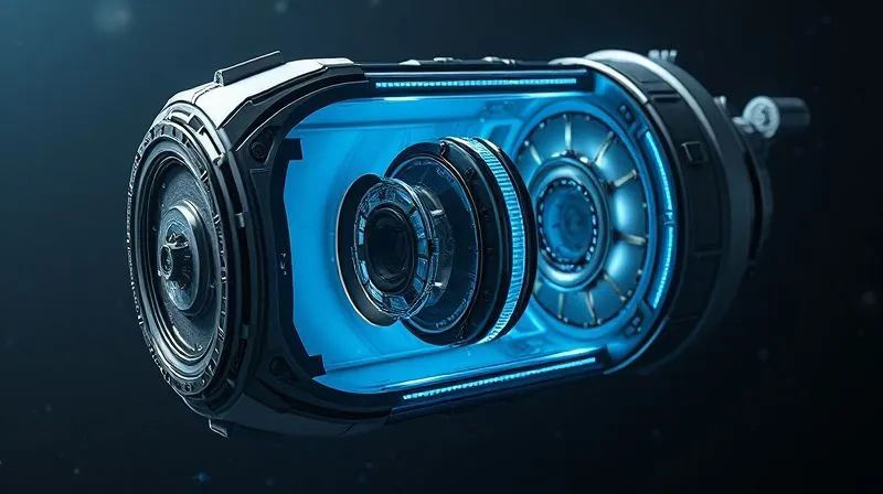 A photorealistic cross-section of a futuristic spacecraft module, highlighting various layers of advanced radiation shielding materials, with a faint blue glow representing protective fields. Professional photography, 8K, cinematic lighting, sharp focus, depth of field, shot on a high-end DSLR.