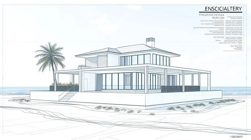 A photorealistic image of a detailed blueprint or architectural drawing of a beachfront villa, overlaid with subtle, transparent layers showing environmental data like contour lines or flood zones, suggesting careful regulatory planning. Professional photography, 8K, cinematic lighting, sharp focus, depth of field, shot on a high-end DSLR. A photorealistic image of a detailed blueprint or architectural drawing of a beachfront villa, overlaid with subtle, transparent layers showing environmental data like contour lines or flood zones, suggesting careful regulatory planning. Professional photography, 8K, cinematic lighting, sharp focus, depth of field, shot on a high-end DSLR.