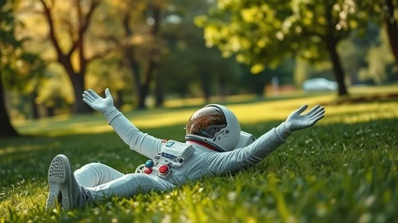 A photorealistic image of an astronaut, now on Earth, gently stretching in a lush, green park, looking up at the sky. The scene conveys a sense of peaceful readaptation and recovery, with soft natural light. Professional photography, 8K, cinematic lighting, sharp focus on the astronaut, depth of field blurring the park, shot on a high-end DSLR. A photorealistic image of an astronaut, now on Earth, gently stretching in a lush, green park, looking up at the sky. The scene conveys a sense of peaceful readaptation and recovery, with soft natural light. Professional photography, 8K, cinematic lighting, sharp focus on the astronaut, depth of field blurring the park, shot on a high-end DSLR.