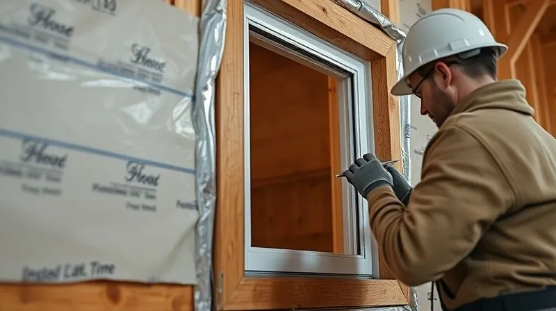 A photorealistic, professional photography, 8K, cinematic lighting, sharp focus, depth of field, shot on a high-end DSLR, showing a close-up of a treehouse wall section under construction, revealing layers of a vapor barrier, house wrap, and expertly installed flashing around a window frame, with a skilled craftsman applying sealant, emphasizing meticulous detail. A photorealistic, professional photography, 8K, cinematic lighting, sharp focus, depth of field, shot on a high-end DSLR, showing a close-up of a treehouse wall section under construction, revealing layers of a vapor barrier, house wrap, and expertly installed flashing around a window frame, with a skilled craftsman applying sealant, emphasizing meticulous detail.